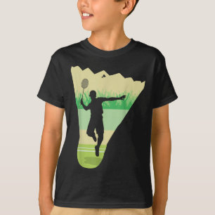 Retro Vintage Shuttle Speler Badminton T-shirt