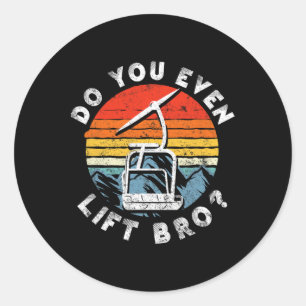 Retro Vintage Ski Doe Je Wel Lift Bro 2 Ronde Sticker