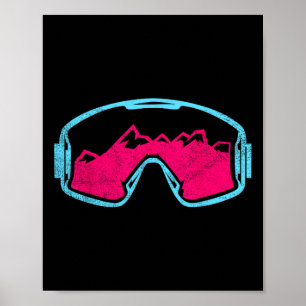 Retro Vintage Ski Sneeuwbril 80s 90s Skiën Poster