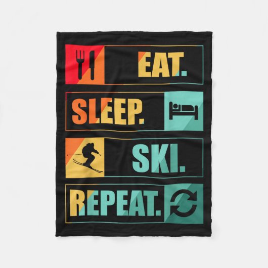 Retro vintage skien sneeuw fleece deken (Voorkant)