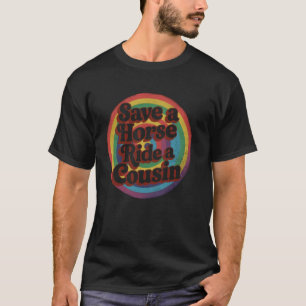 Retro Vintage Sla een paard Red een neef Regenboog T-shirt
