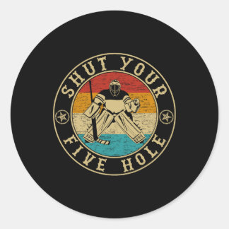 Retro Vintage Sluit Je Vijf Hole IJshockey  Ronde Sticker