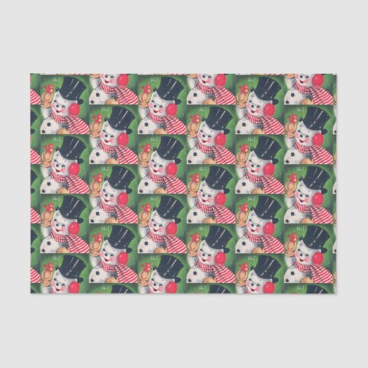 Retro Vintage-sneeuwfeest Tissuepapier (Voorkant)