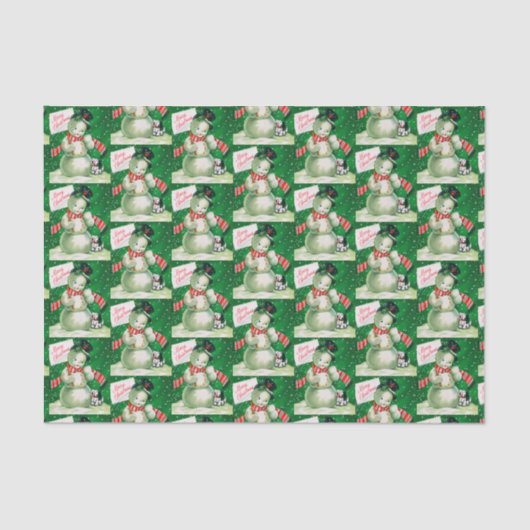 Retro Vintage-sneeuwpop Tissuepapier (Voorkant)