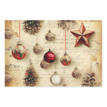 Retro Vintage Sterren Ornamenten Dennenappels Kers
