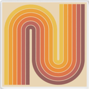 Retro Vintage Stijl Geometrisch Ontwerp Jaren 70 Sticker