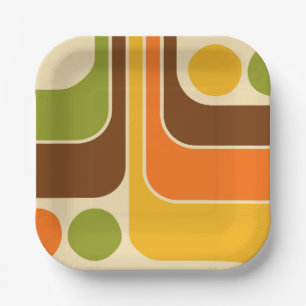 Retro Vintage Stijl Geometrisch Patroon uit de Jar Papieren Bordje