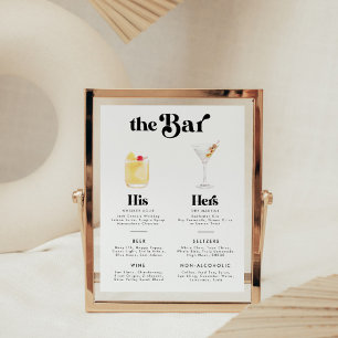 Retro Vintage Stijl Handtekening Dranken Bar Menu Poster