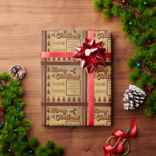 Retro Vintage Stijl Logo of Foto Tekst Kerstmis Cadeaupapier