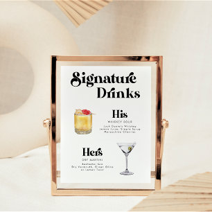 Retro Vintage Stijl Signature Dranken Poster
