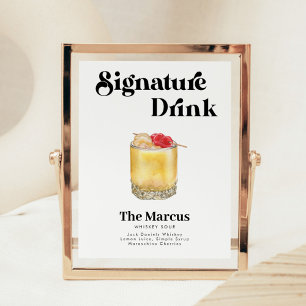 Retro Vintage Stijl Signature Drankjes Poster