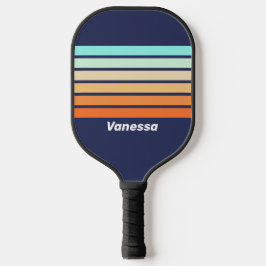 Retro Vintage Stijl Strepen met Naam Pickleball Paddle