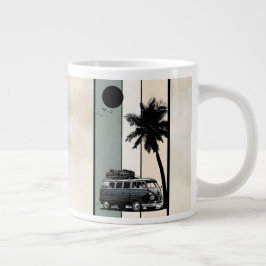 Retro Vintage Strand Busje en Palmboom Grote Koffiekop