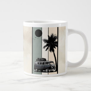 Retro Vintage Strand Busje en Palmboom Grote Koffiekop