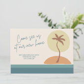 Retro Vintage Strand Palmboom Verhuisbericht (Staand voorkant)