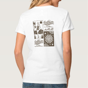 Retro Vintage Strand Pin-Up Meisje met Oceaangolve T-shirt