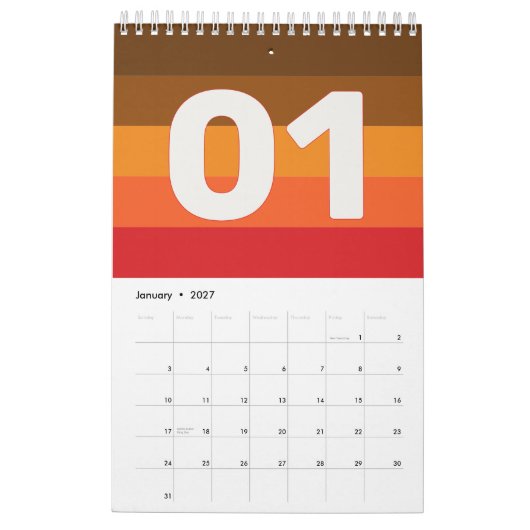 Retro Vintage Strepen 2026 Kalender (Jan 2027)