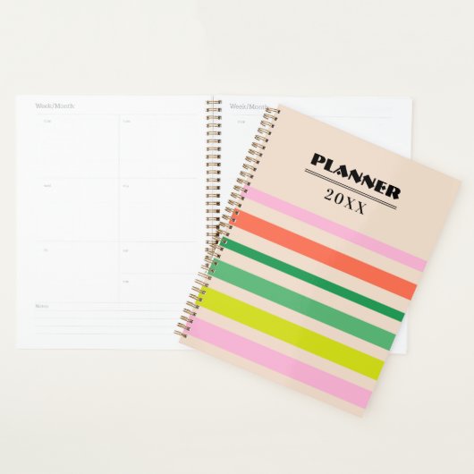 Retro vintage strepen jaarplanner planner (Display)