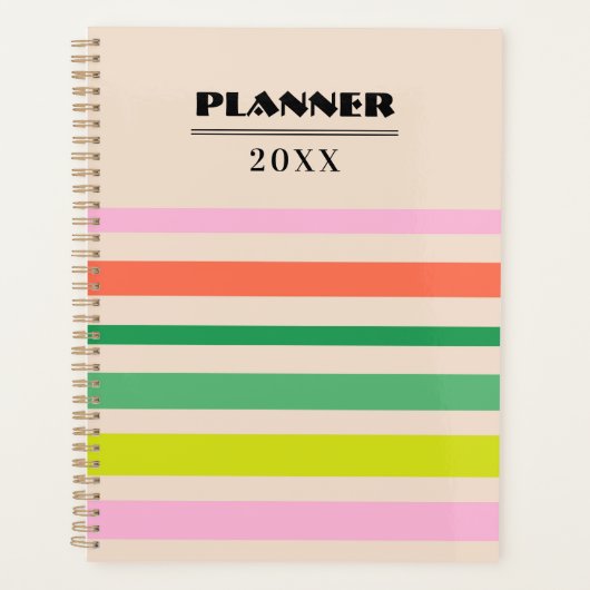 Retro vintage strepen jaarplanner planner (Voorkant)