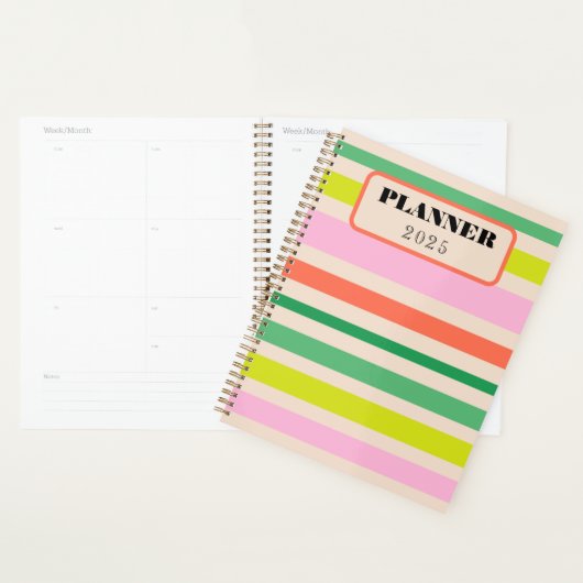 Retro vintage strepen jaarplanner planner (Display)