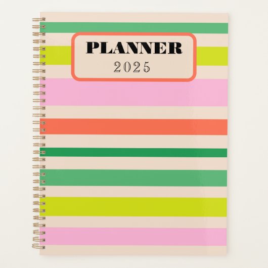 Retro vintage strepen jaarplanner planner (Voorkant)