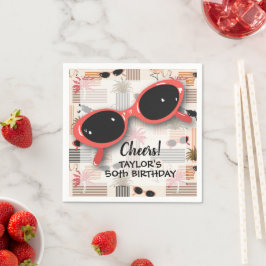 Retro Vintage Sunglasses Flamingos Palms Servet