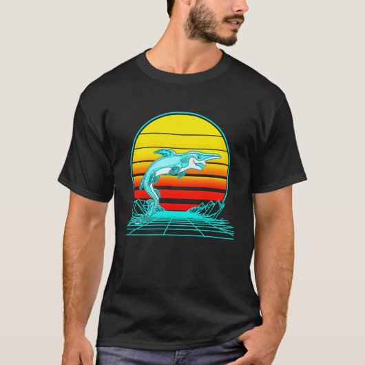 Retro Vintage Sunset Goblin Shark T-shirt (Voorkant)
