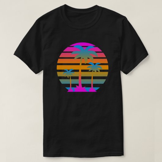 Retro Vintage Sunset Palm Trees T-shirt (Design voorkant)