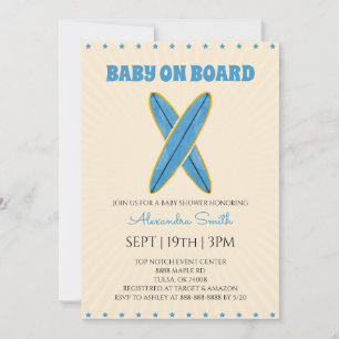 Retro Vintage Surf Baby Shower Kaart