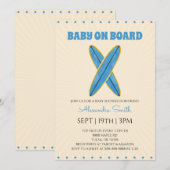 Retro Vintage Surf Baby Shower Kaart (Voorkant / Achterkant)