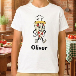 Retro Vintage Tekenfilm Pizza Chef T-shirt