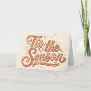 Retro Vintage Tis the Season Kerstmis Feestdagen Kaart