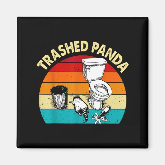 Retro Vintage Trashed Panda Funny Drunk Raccoon Magneet (Voorkant)