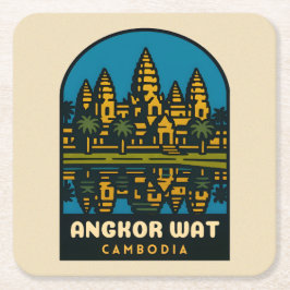 Retro Vintage Travel Angkor Wat Cambodia  Kartonnen Onderzetters
