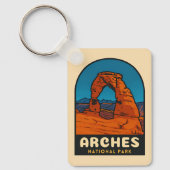 Retro Vintage Travel Arches National Park Utah Sleutelhanger (Voorkant)
