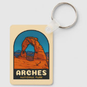 Retro Vintage Travel Arches National Park Utah Sleutelhanger (Achterkant)