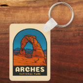 Retro Vintage Travel Arches National Park Utah Sleutelhanger (Achterkant)