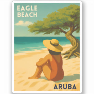 Retro Vintage Travel Aruba Eagle Beach Schilderach Sticker
