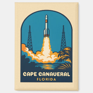Retro Vintage Travel Cape Canaveral Florida Rocket Magneet