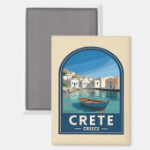 Retro Vintage Travel Crete Greece Seaside Magneet (Voorkant / Achterkant)