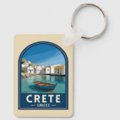 Retro Vintage Travel Crete Greece Seaside Sleutelhanger (Achterkant)