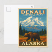 Retro Vintage Travel Denali Nationaal Park Alaska Briefkaart (Voorkant / Achterkant)