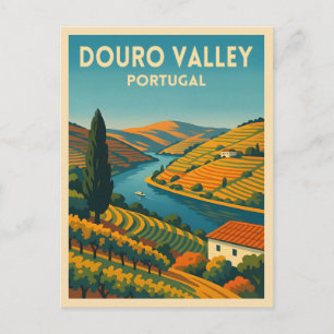 Retro Vintage Travel Douro Valley Schilderachtig Briefkaart