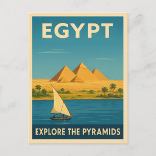 Retro Vintage Travel Egypte Piramide Nijl River Briefkaart