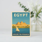 Retro Vintage Travel Egypte Piramide Nijl River Briefkaart (Staand voorkant)