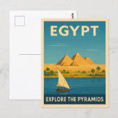 Retro Vintage Travel Egypte Piramide Nijl River Briefkaart (Voorkant / Achterkant)