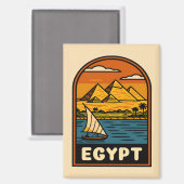 Retro Vintage Travel Egypte Piramide Nijl River Magneet (Voorkant / Achterkant)