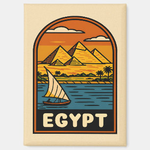 Retro Vintage Travel Egypte Piramide Nijl River Magneet