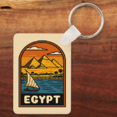 Retro Vintage Travel Egypte Piramide Nijl River Sleutelhanger (Achterkant)