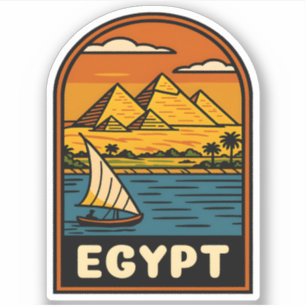 Retro Vintage Travel Egypte Piramide Nijl River Sticker